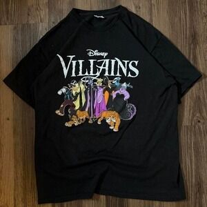Disney Villains Graphic T-Shirt Black Ursula Maleficent Scar Men Large